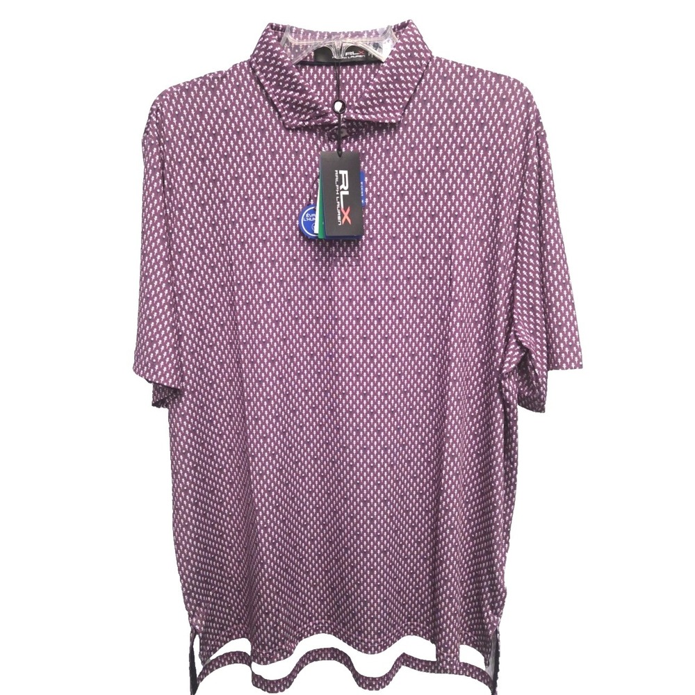 RLX Ralph‎ Lauren Lightweight Polo Mens Purple L Golf Tees Balls Wicking NWT